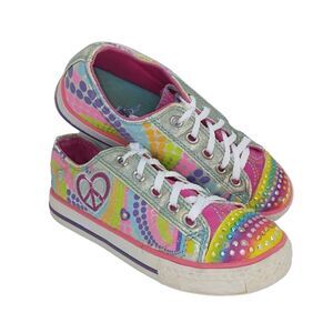 Twinkle Toes by Skechers Girls Pre-owned Light Up Bedazzeled Sneakers-sz. 1 1/2